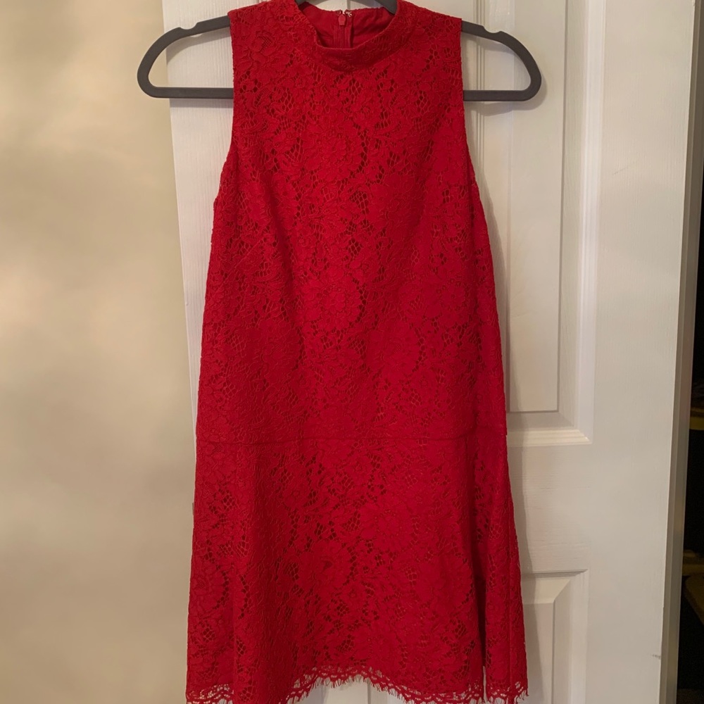 Red Lace Ann Taylor Loft Dress